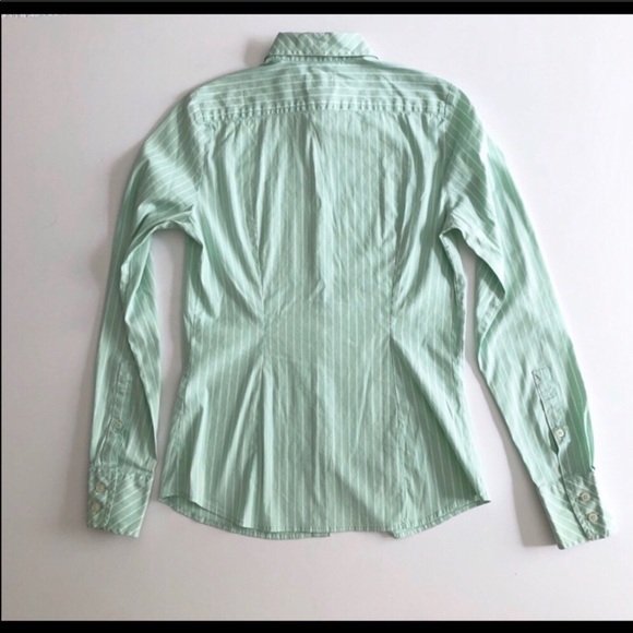 LaCoste Soft Mint Green Stripe Stretch Shirt - Picture 3 of 5